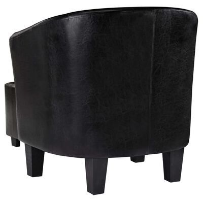 vidaXL Sillón con diseño de cubo con reposapiés cuero sintético negro