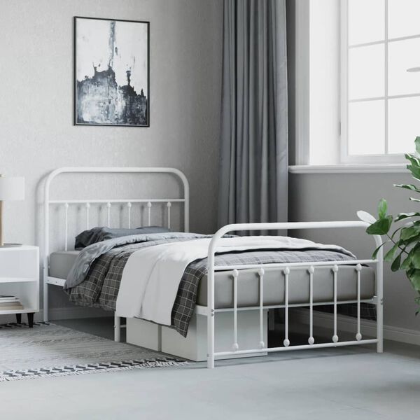 vidaXL Estructura cama sin colchón con estribo metal blanco 107x203 cm