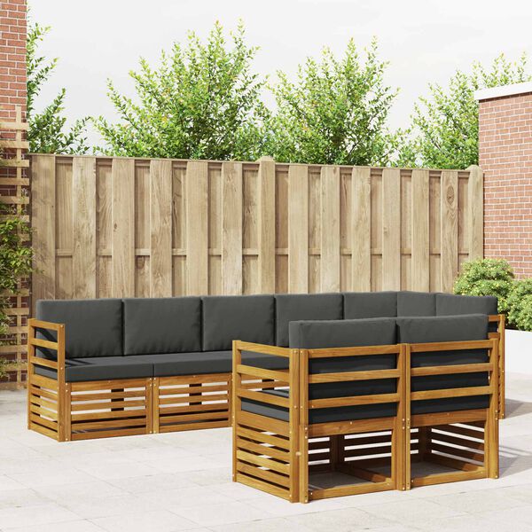 vidaXL Juegos de sof&aacute;s con coj&iacute;n 8 pcs Natural y Antracita