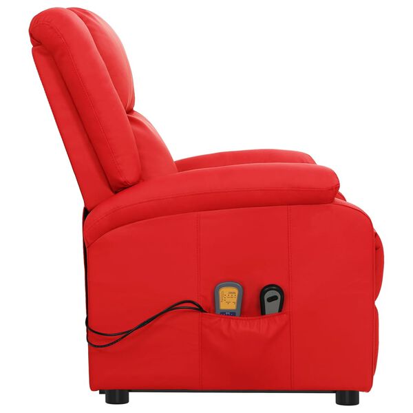 vidaXL Sill&oacute;n de masaje elevable cuero sint&eacute;tico rojo