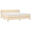 vidaXL Cama box spring con colch&oacute;n tela color crema 160x200 cm