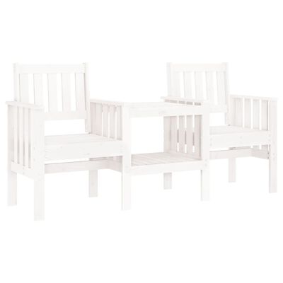 vidaXL Banco de jardín con mesa 2 plazas madera maciza de pino blanco