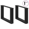 vidaXL Patas para mesa de centro en forma de U (2 unidades), color negro, 50 x (30-31) cm, acero