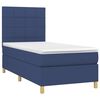 vidaXL Cama box spring colch&oacute;n y luces LED tela azul 90x190 cm