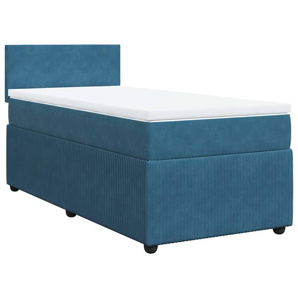 vidaXL Cama box spring con colch&oacute;n terciopelo azul 90x190 cm