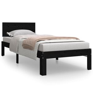 vidaXL Estructura de cama individual sin colch&oacute;n negro 75x190 cm
