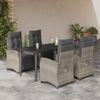 vidaXL Set comedor de jard&iacute;n 5 pzas cojines rat&aacute;n sint&eacute;tico gris claro