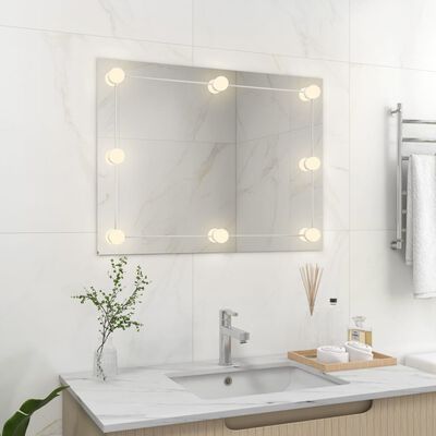 vidaXL Espejo de pared sin marco con luces LED rectangular de vidrio