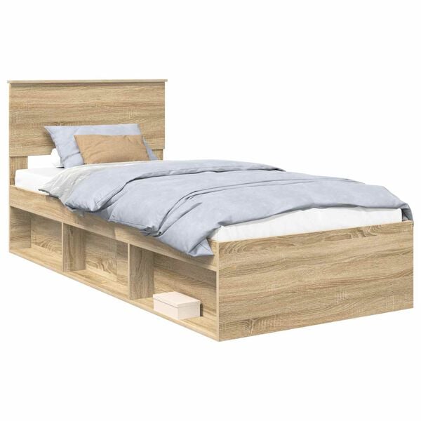 vidaXL Estructura de cama Sonoma 90 x 190 cm Madera de ingenier&iacute;a