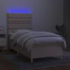 vidaXL Cama box spring colch&oacute;n y luces LED tela crema 90x200 cm