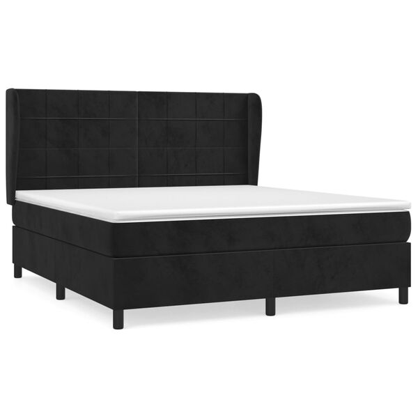 vidaXL Cama box spring con colch&oacute;n terciopelo negro 160x200 cm