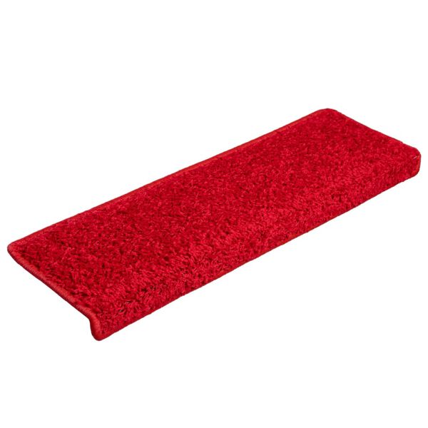 vidaXL Alfombrillas para escaleras 15 unidades 65x21x4 cm Borde rectangular rojo