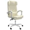 vidaXL Silla de oficina reclinable masaje cuero sint&eacute;tico color crema