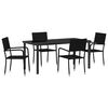 vidaXL Conjunto de Comedor de Jard&iacute;n 5 pcs Negro rat&aacute;n sint&eacute;tico