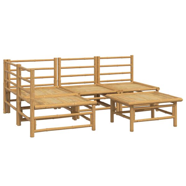 vidaXL Set de muebles de jardín 5 piezas bambú y cojines gris claro