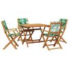 vidaXL Set de comedor jard&iacute;n 5 pzas tela madera maciza estampado hojas