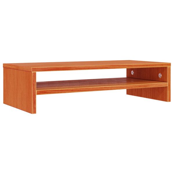 vidaXL Soporte de monitor madera maciza pino marrón cera 50x24x13 cm