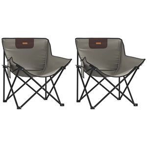 vidaXL Sillas de camping con bolsillo plegables 2 unidades gris
