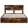 vidaXL Cama con almacenamiento con cabecera Roble ahumado 135 x 190 cm