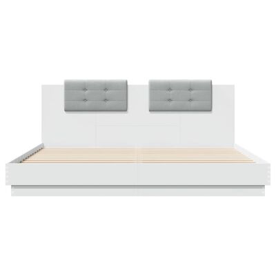 vidaXL Estructura de cama con cabecero y luces LED blanco 180x200 cm