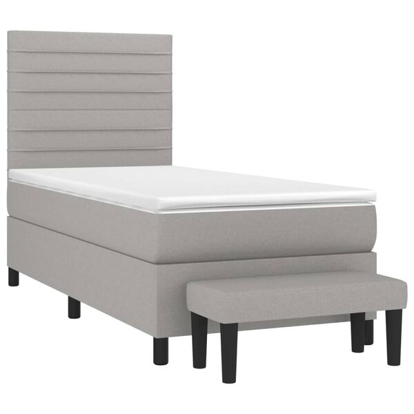 vidaXL Cama box spring con colch&oacute;n tela gris claro 90x200 cm