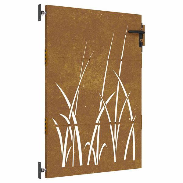 vidaXL Puerta de jard&iacute;n acero corten dise&ntilde;o hierba 85x150 cm