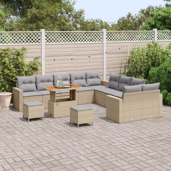 vidaXL Conjunto de sof&aacute;s de jard&iacute;n con coj&iacute;n 17 pcs Beige y Gris Claro