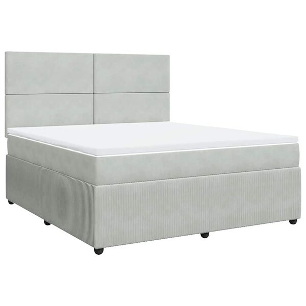 vidaXL Cama box spring con colch&oacute;n terciopelo gris claro 180x200 cm