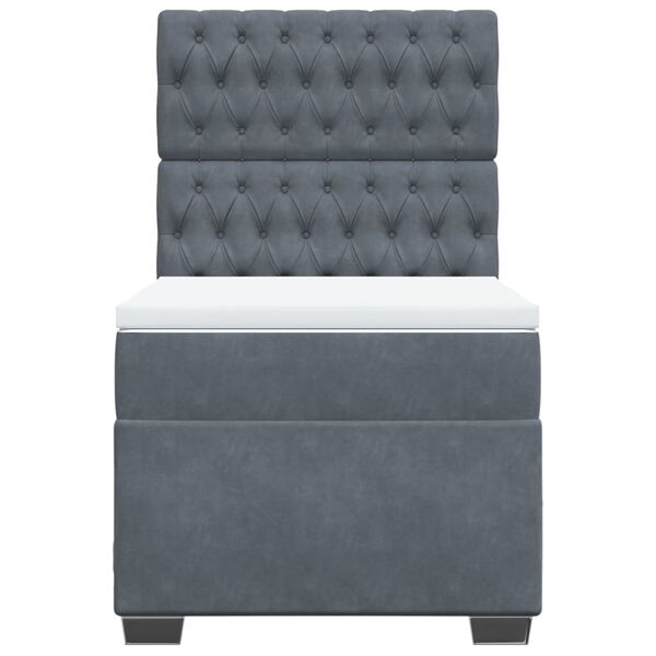 vidaXL Cama box spring con colch&oacute;n terciopelo gris oscuro 90x190 cm