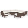 vidaXL Set muebles de jard&iacute;n 14 pzas y cojines rat&aacute;n sint&eacute;tico marr&oacute;n
