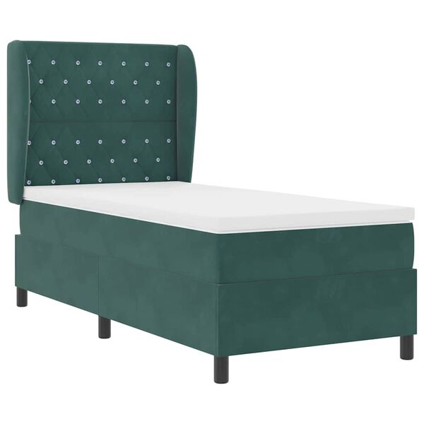 vidaXL Cama tipo Box Spring Verde oscuro 200 x 90 cm Poli&eacute;ster