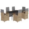 vidaXL Set comedor de jard&iacute;n 7 pzas con cojines rat&aacute;n sint&eacute;tico beige