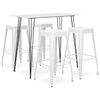 vidaXL Mesa alta y taburetes de bar 5 piezas blanco