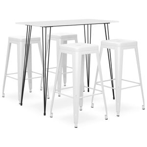 vidaXL Mesa alta y taburetes de bar 5 piezas blanco
