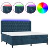 vidaXL Cama box spring colch&oacute;n y LED terciopelo azul oscuro 200x200 cm