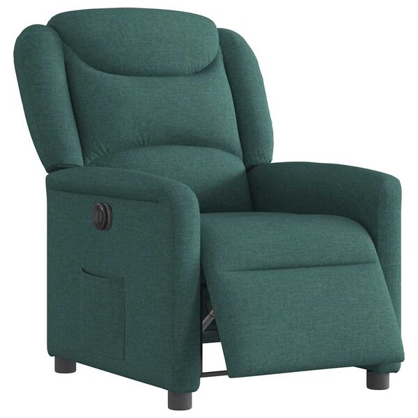 vidaXL Sill&oacute;n reclinable el&eacute;ctrico tela verde oscuro