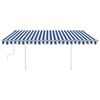 vidaXL Toldo manual retráctil con postes azul y blanco 4,5x3,5 m