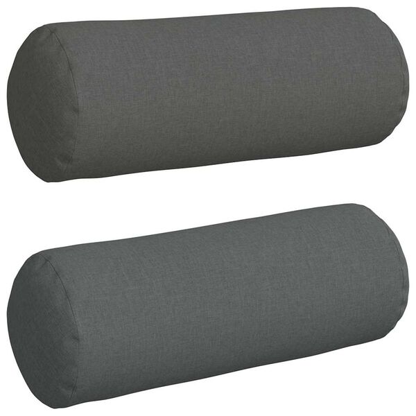 vidaXL Cojines Bolster 2 pcs Gris oscuro Ø 25 x 70 cm tela