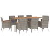 vidaXL Set comedor jard&iacute;n 9 pzas y cojines rat&aacute;n sint&eacute;tico gris