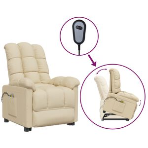 vidaXL Sill&oacute;n de masaje elevable tela color crema