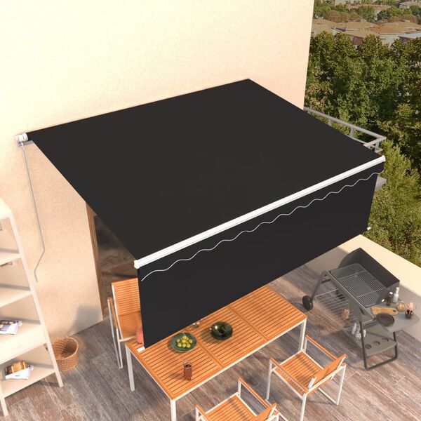 vidaXL Toldo retr&aacute;ctil manual con persiana gris antracita 4,5x3 m
