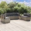 vidaXL Set de muebles de jard&iacute;n 7 pzas y cojines rat&aacute;n sint&eacute;tico gris