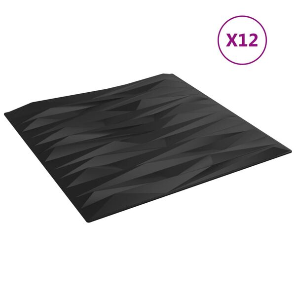 vidaXL Paneles de pared 12 uds XPS piedra negro 50x50 cm 3 m²