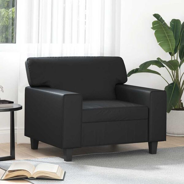 vidaXL Sill&oacute;n cuero sint&eacute;tico negro 60 cm
