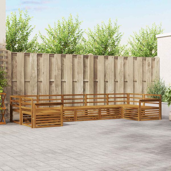 vidaXL Juegos de sof&aacute;s 7 pcs Natural Madera de Acacia S&oacute;lida