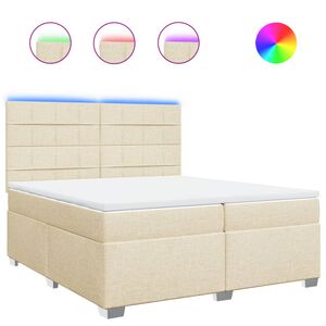 vidaXL Cama box spring con colch&oacute;n tela color crema 200x200 cm