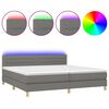 vidaXL Cama box spring con colch&oacute;n y LED tela gris oscuro 200x200 cm