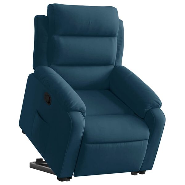 vidaXL Sill&oacute;n reclinable elevable de terciopelo azul