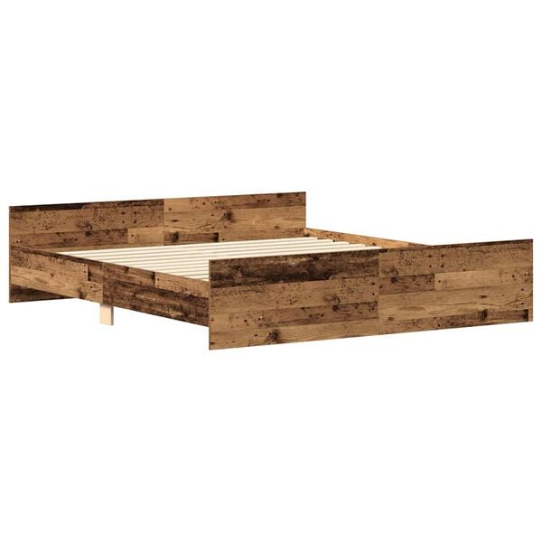 vidaXL Estructura de cama sin colch&oacute;n madera antigua 160x200 cm