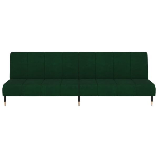 vidaXL Sof&aacute; cama de 2 plazas terciopelo verde oscuro